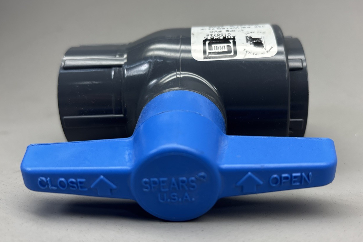 Spears 2621-010G 1" PVC Ball Valve 150psi 73F Made in USA