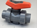 Lot of 2 GF 546PRO DN25, 1" PVC Ball Valve, ONE Socket Ends AND One Threaded END