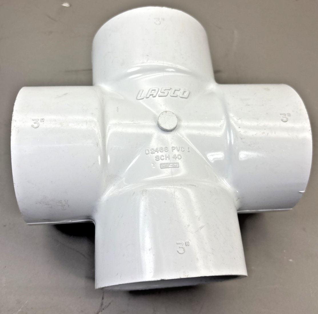Lasco 3” Sch 40 D2466 PVC I, 4-Way  All Sides Slip Fitting