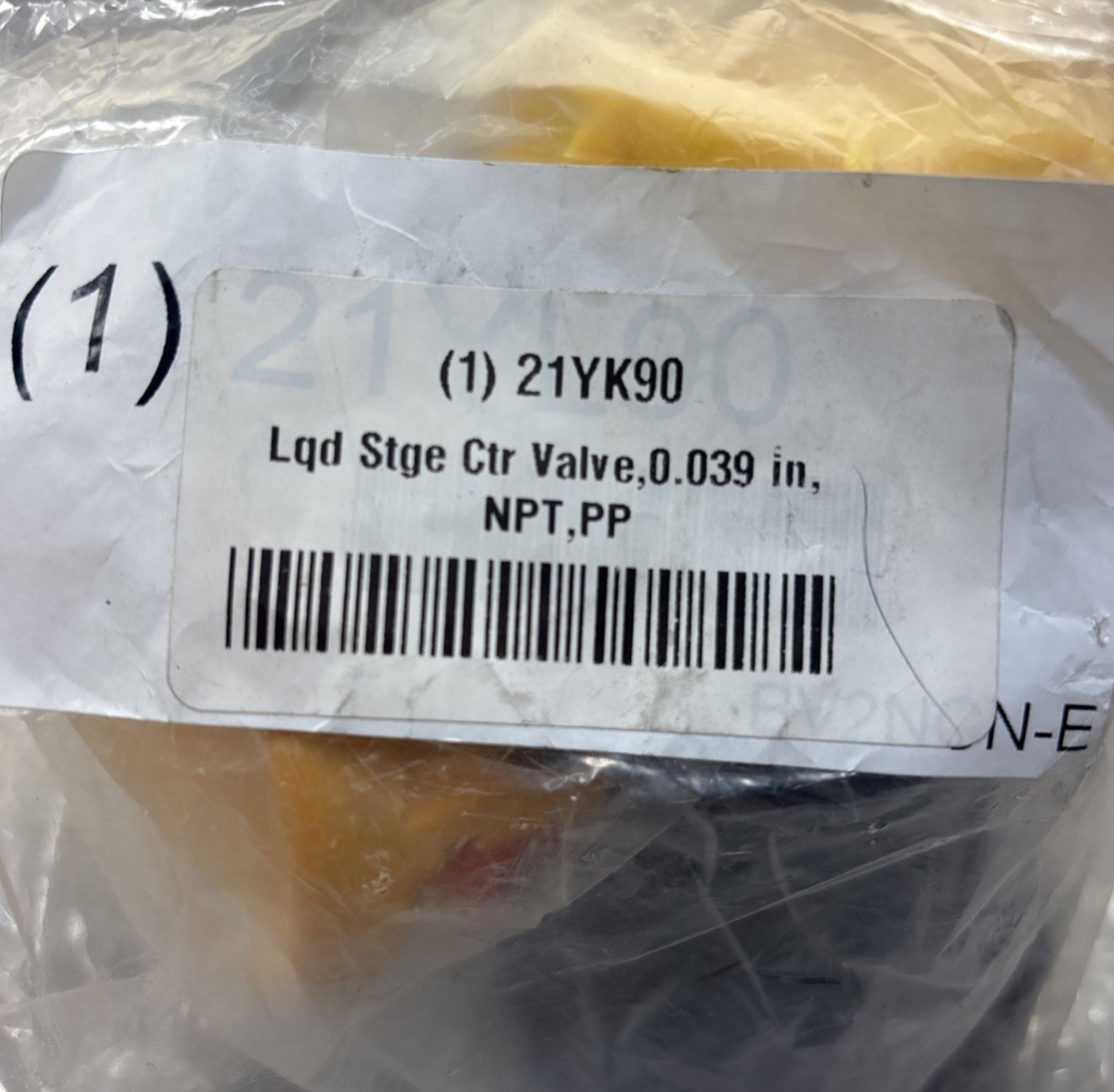BV2NCN-E Lqd Stge Ctr Valve,0.039 in,NPT,PP 21YK90