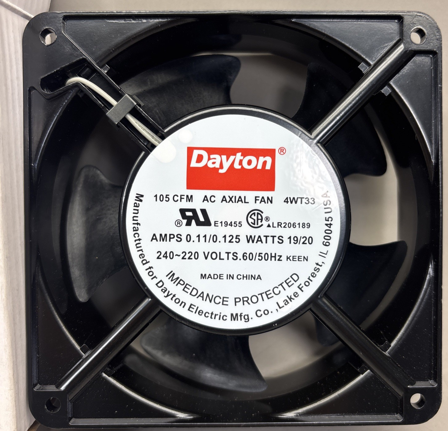 NEW DAYTON 4WT33 AXIAL FAN 240-220 VOLTS 60/50HZ