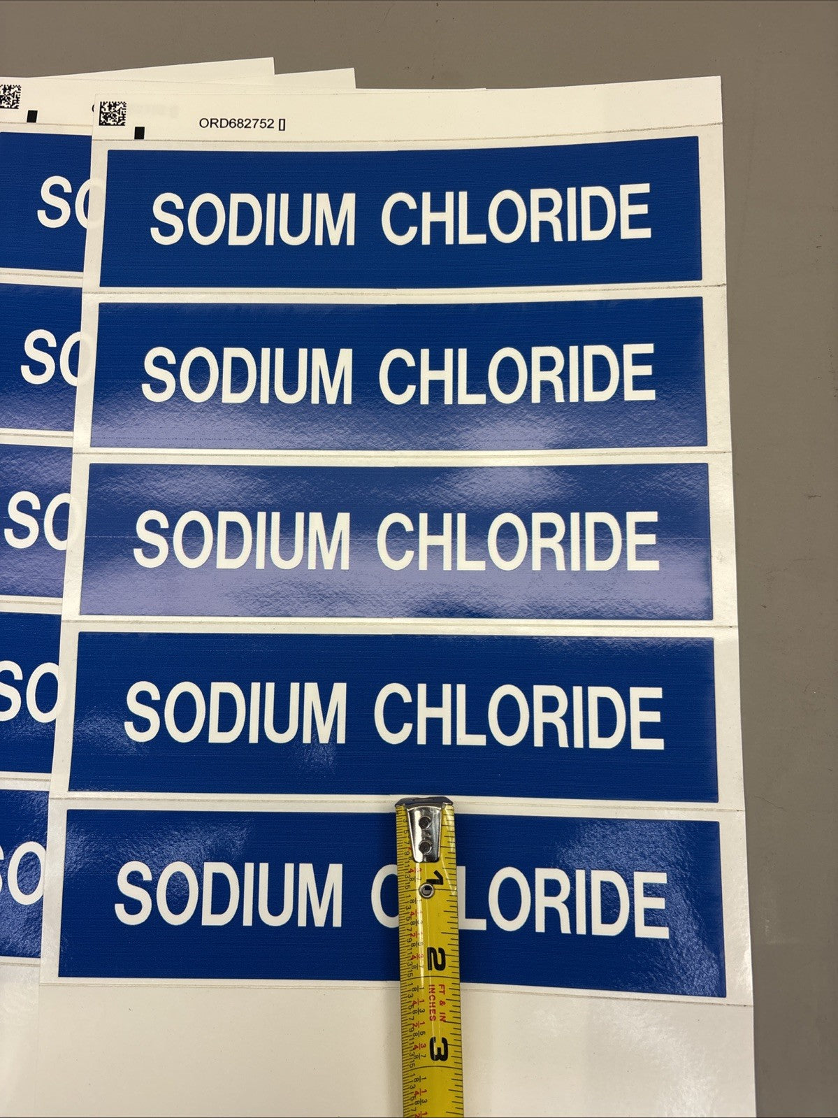 LOT of 8 - Brady Label, Sodium Chloride, Polyester, 2 7/8 In W, 2 In H