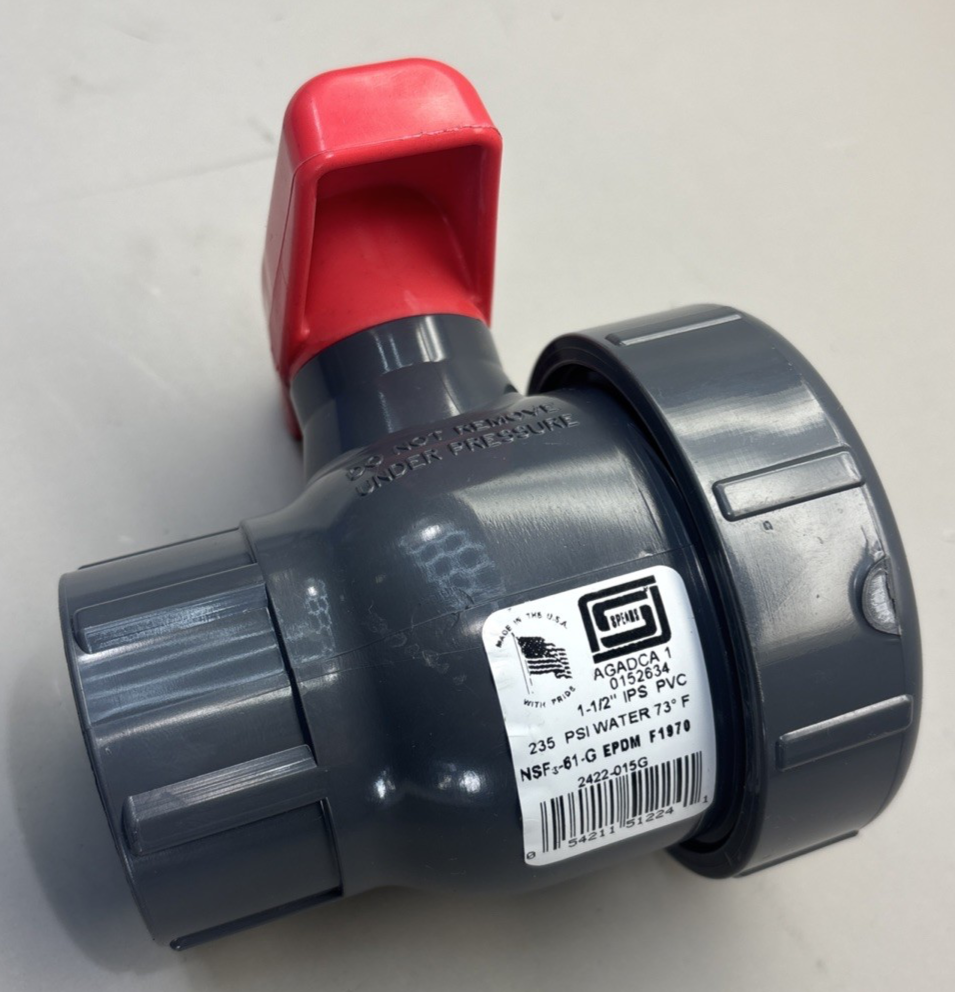 New Spears 2422-015G Single Entry Ball Valve, 1-1/2", Socket End Style, PVC