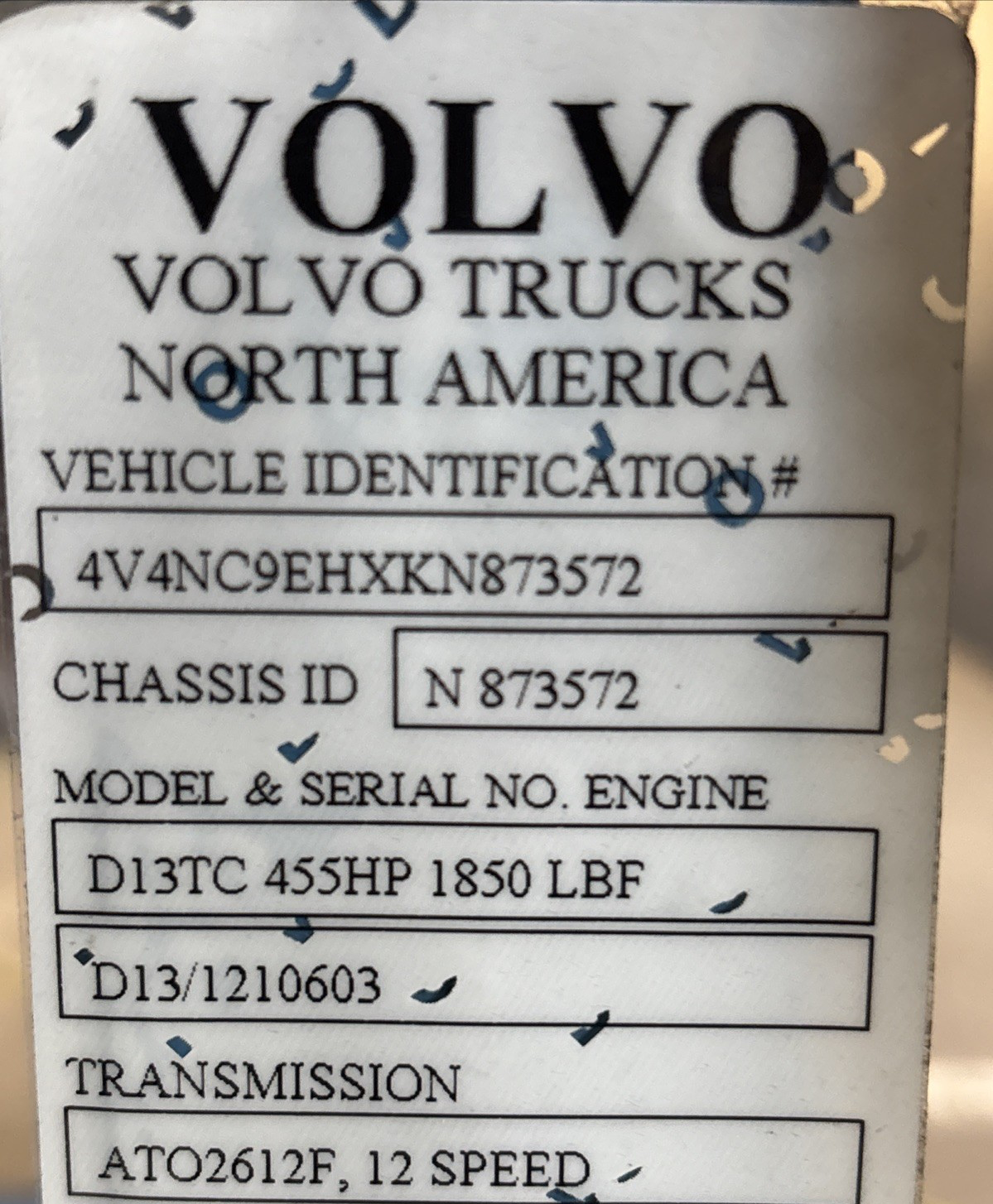2018 VOLVO 23201065-01, 227199800,CAB TO CHASSIS WIRING HARNESS ,VIN 873572