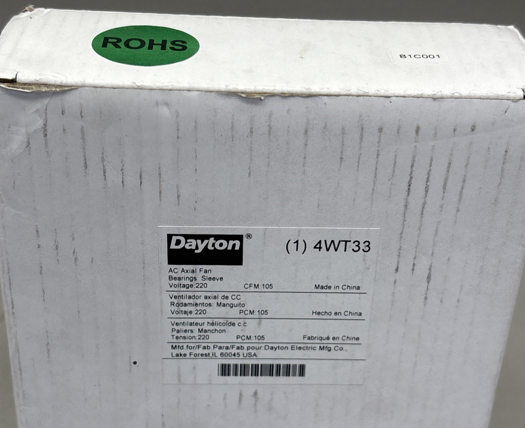 NEW DAYTON 4WT33 AXIAL FAN 240-220 VOLTS 60/50HZ