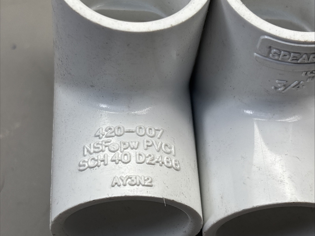 LOT of 4 Spears 420-007 3/4" PVC40 Cross Part# 420-007