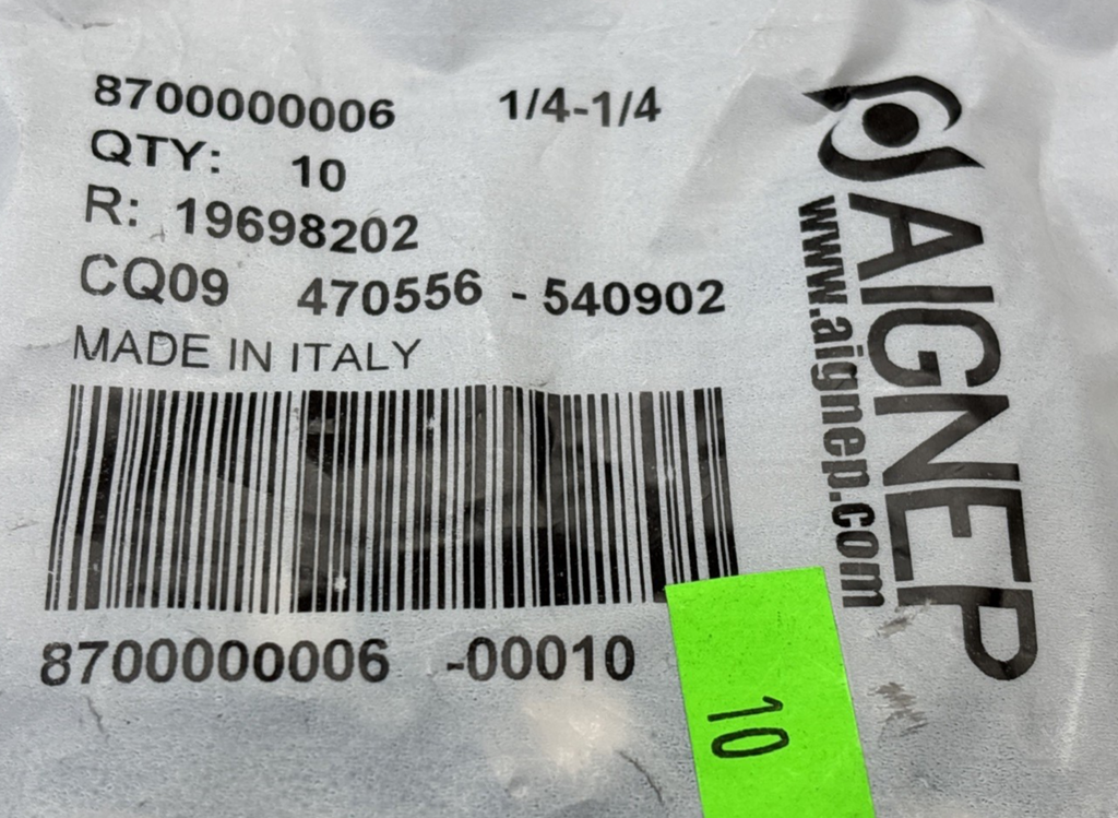 BAG OF 15 AIGNEP 8700000006 - 1/4 X 1/4" STR MALE