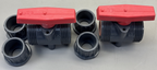 LOT of 2 - PVC Ball Valve DN25 PN10 Union End Gray Red Handle Control