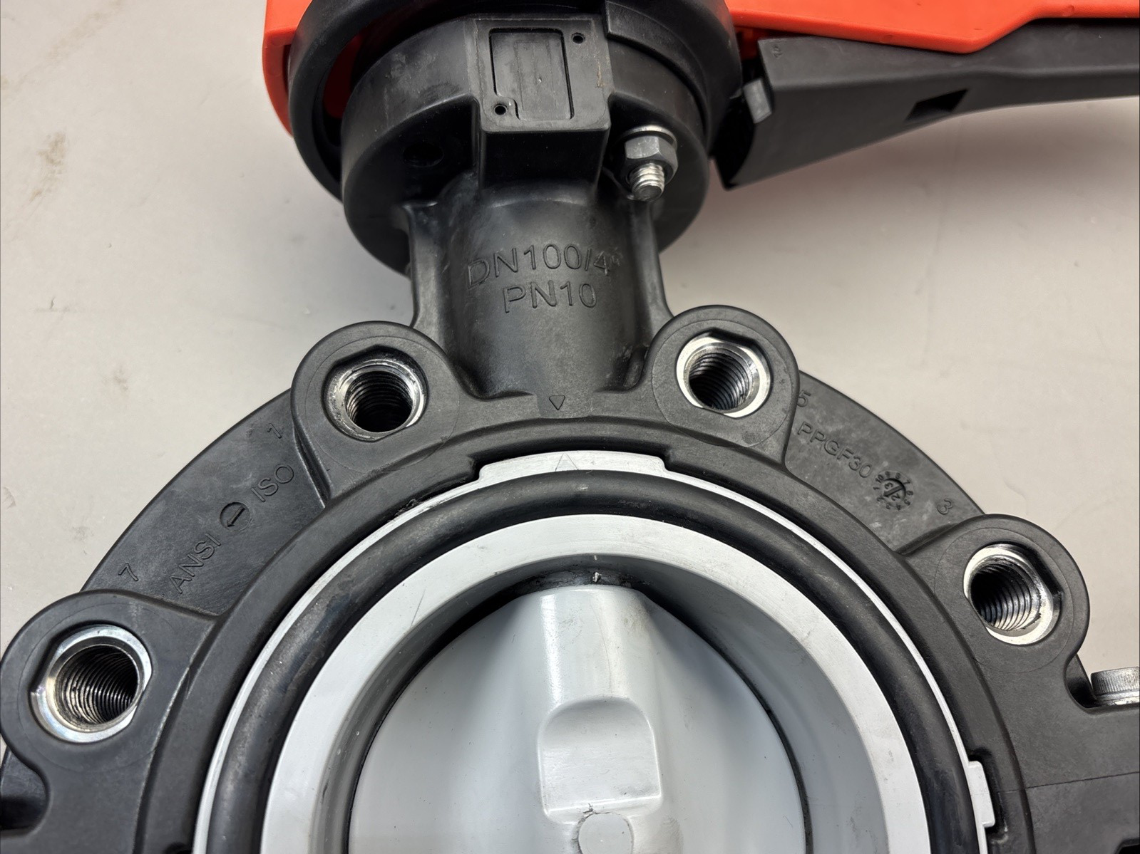 +GF+ GEORG FISCHER 4" DN100 Butterfly Valve, Lever Handle EPDM PVC-C/INOX