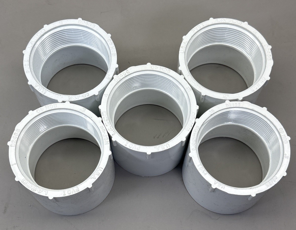 LOT OF (5)  New Sch 40 PVC 2" Female Adapter Socket X Female NPT Thread