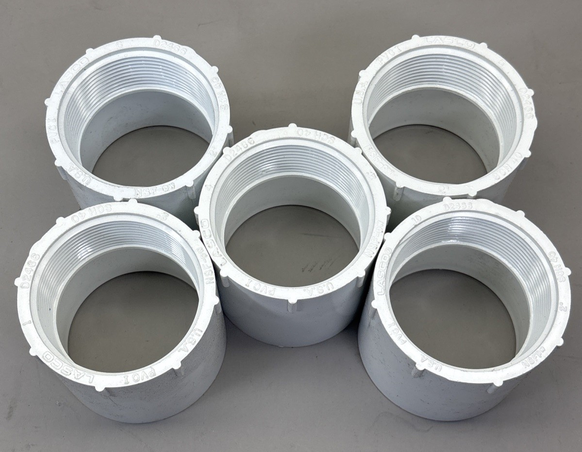 LOT OF (5)  New Sch 40 PVC 2" Female Adapter Socket X Female NPT Thread