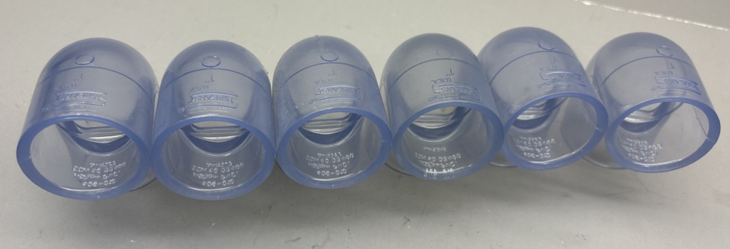LOT of 6 Spears 406-010 1" PVC 90 ELBOW SOCKET SCH40 Clear