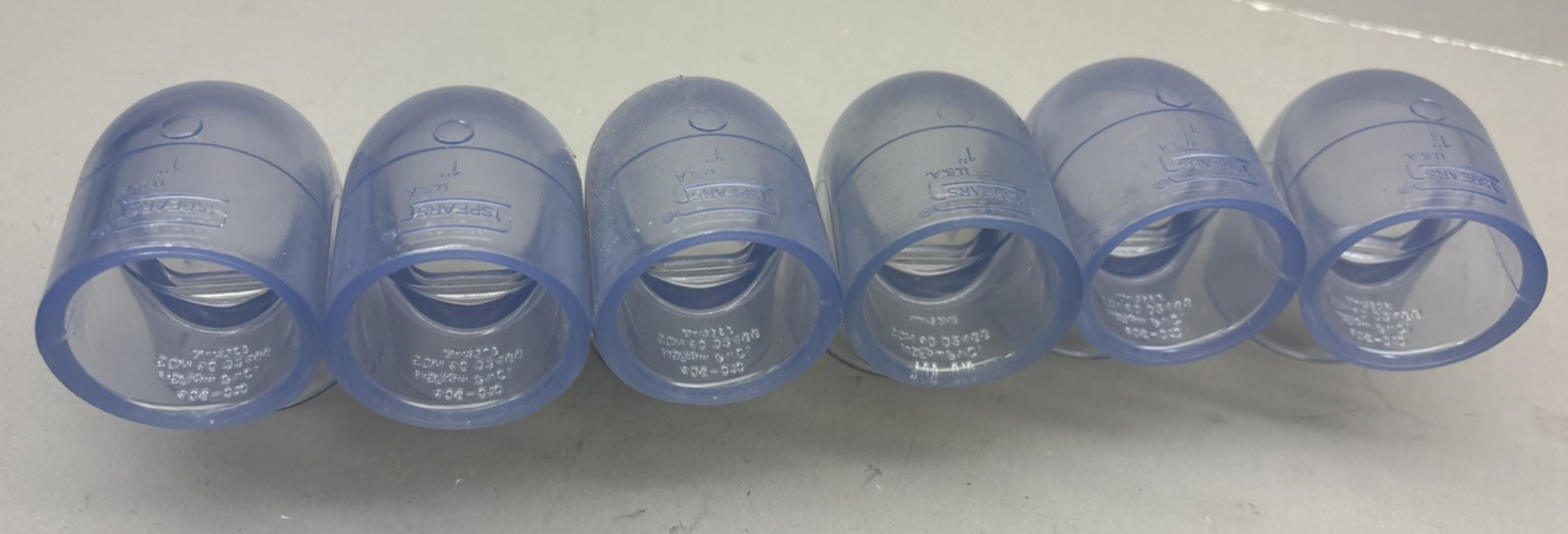 LOT of 6 Spears 406-010 1" PVC 90 ELBOW SOCKET SCH40 Clear