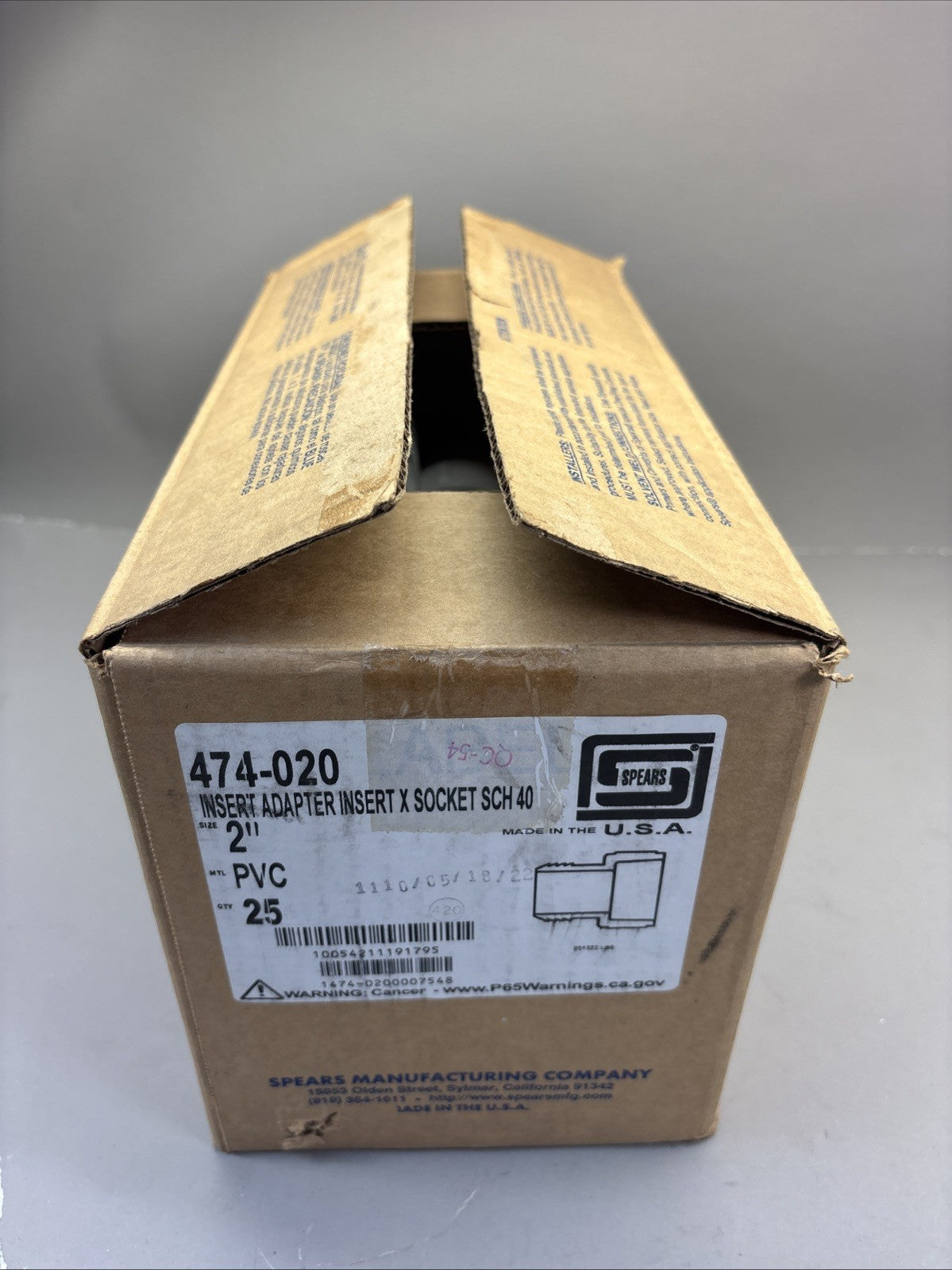 Spears 474-020 2" PVC Schedule 40 Insert x Socket Adapter (25 pack)