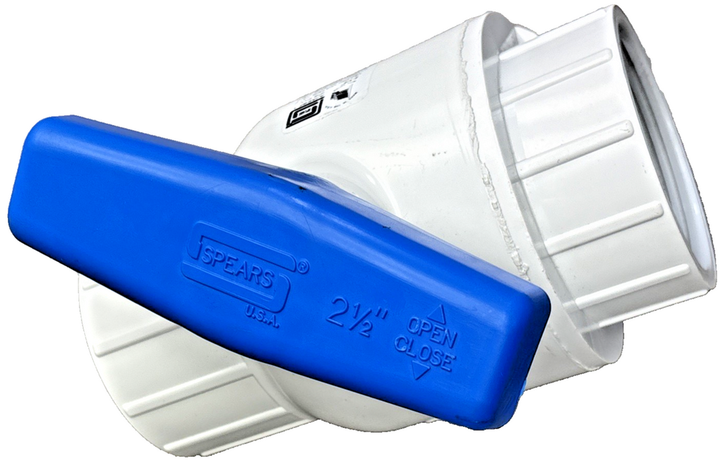 Spears 2621-025 2-1/2 IPS PVC Utility Ball Valve THD EPDM White 150 PSI 73F