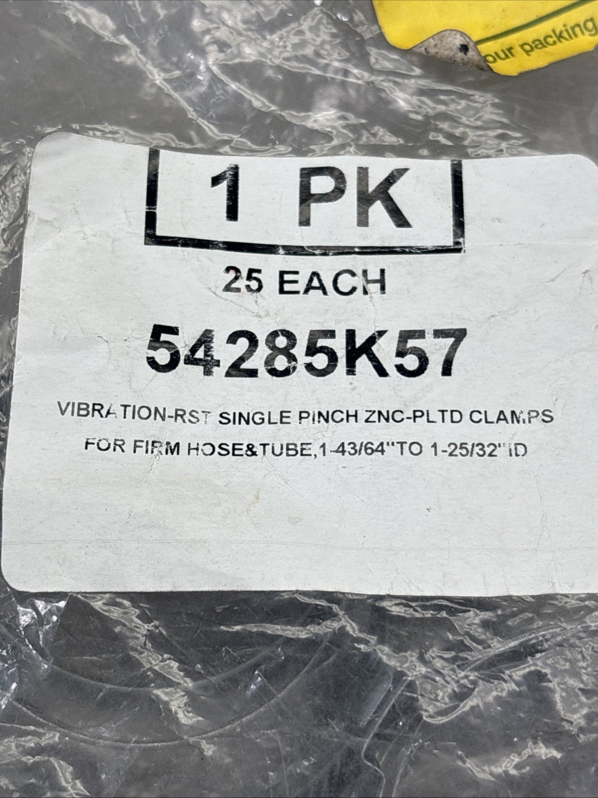 MCMASTER CARR 54285K57 ZINC CLAMPS 1-43/64"TO1-25/32" PACK OF 24