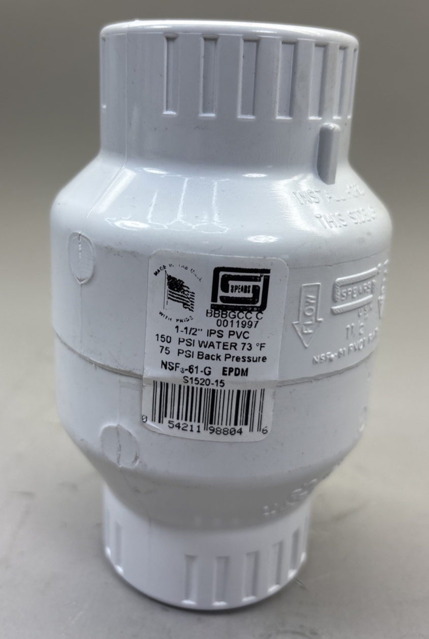SPEARS S1520-15 S152015 1.5" PVC Utility Swing Check Valve