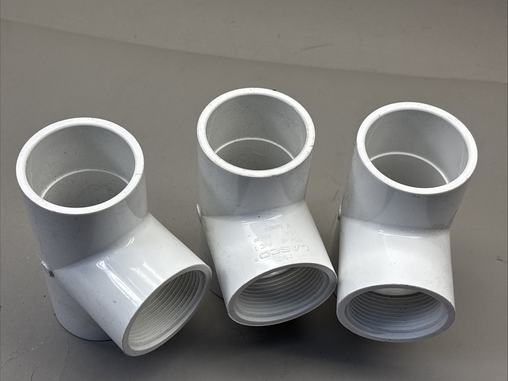 Pack of 3 LASCO PVC 40 PN12 Sch 80 Female Thread Tee 1-1/2"To Socket End D2466