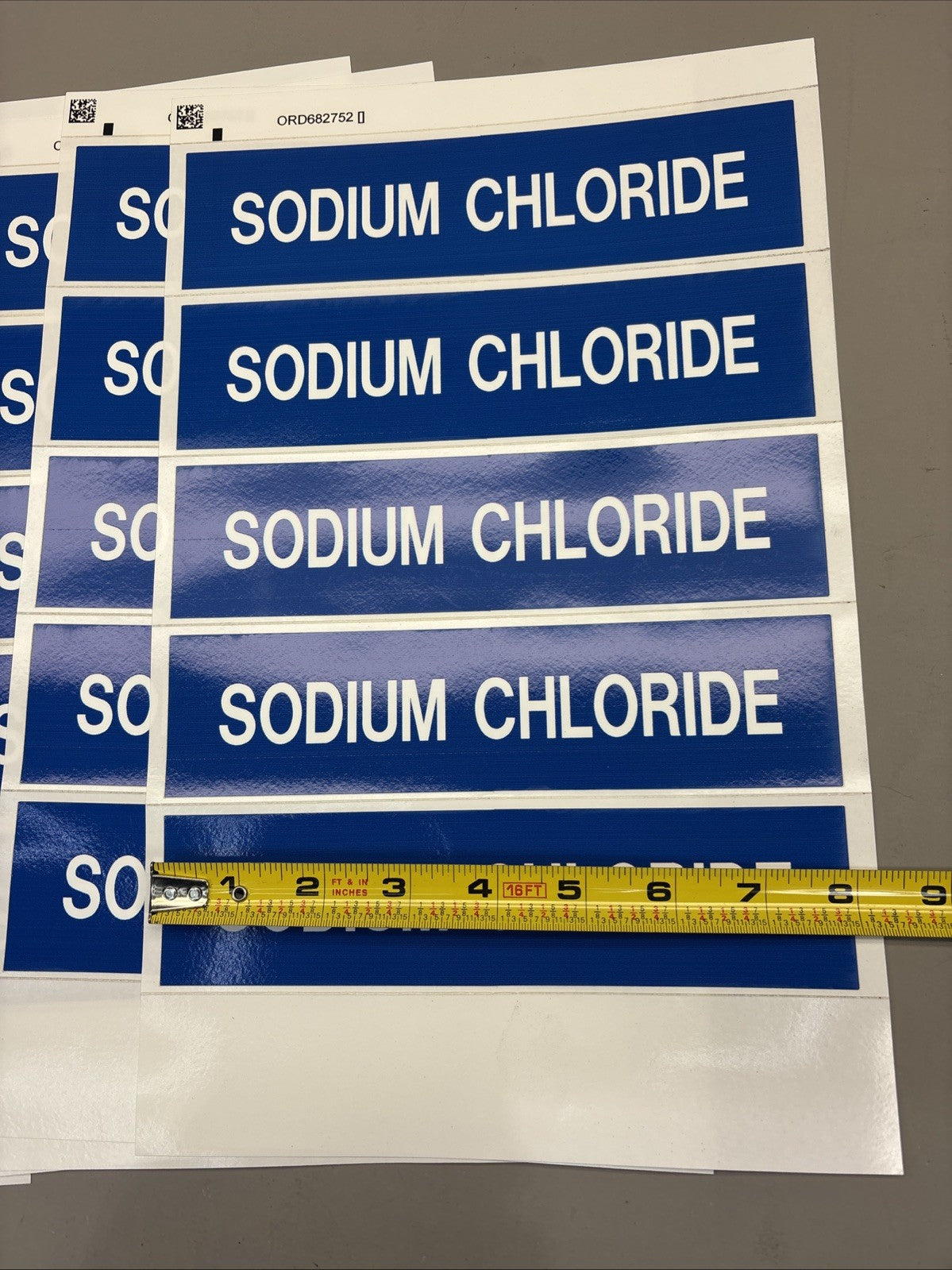LOT of 8 - Brady Label, Sodium Chloride, Polyester, 2 7/8 In W, 2 In H