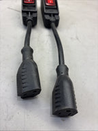 SET OF 2 - 1.5Ft Outdoor Extension Cord - Switch ON/Off Heavy Duty Waterproof...