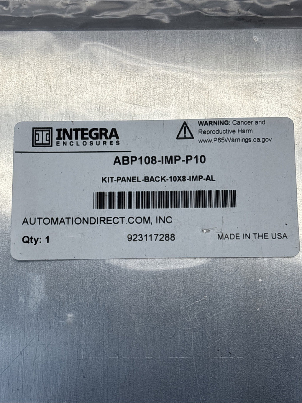 Integra Enclosures ABP108-IMP-P10 KIT PANEL BACK 10X8-AL