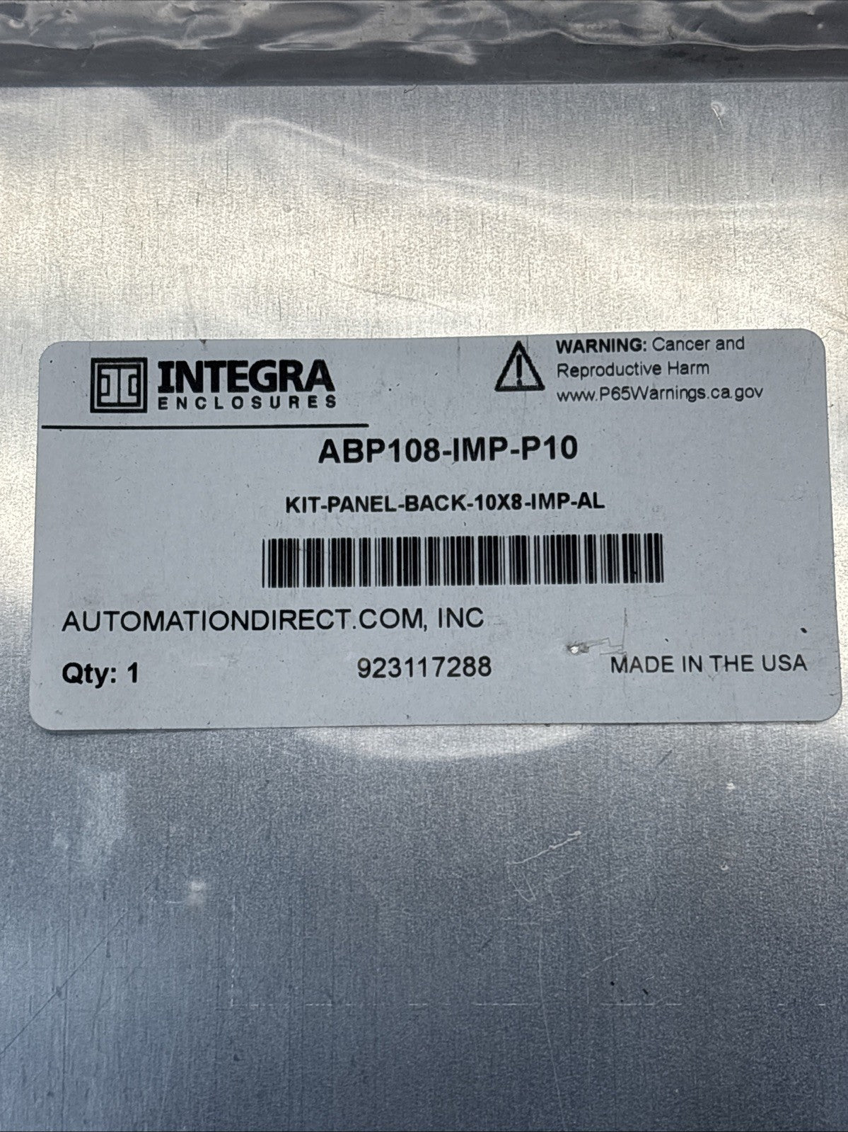 Integra Enclosures ABP108-IMP-P10 KIT PANEL BACK 10X8-AL