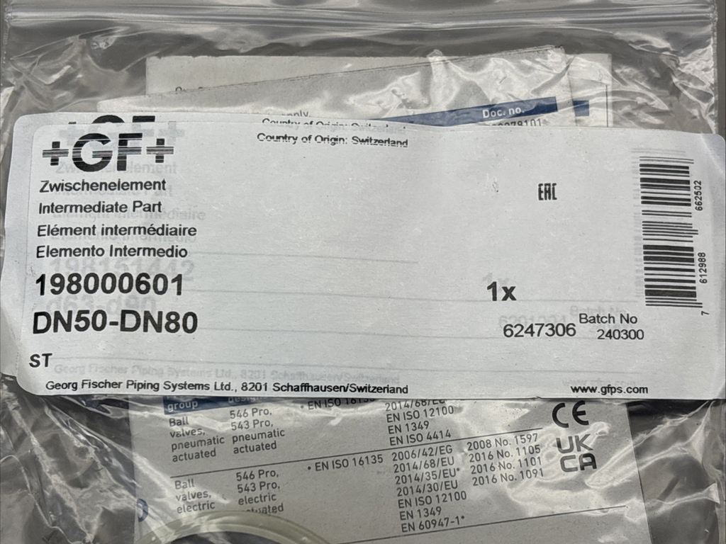 198.000.601 Georg Fisher Intermediate Part for +GF+ Butterfly Valve 567/578/ 546