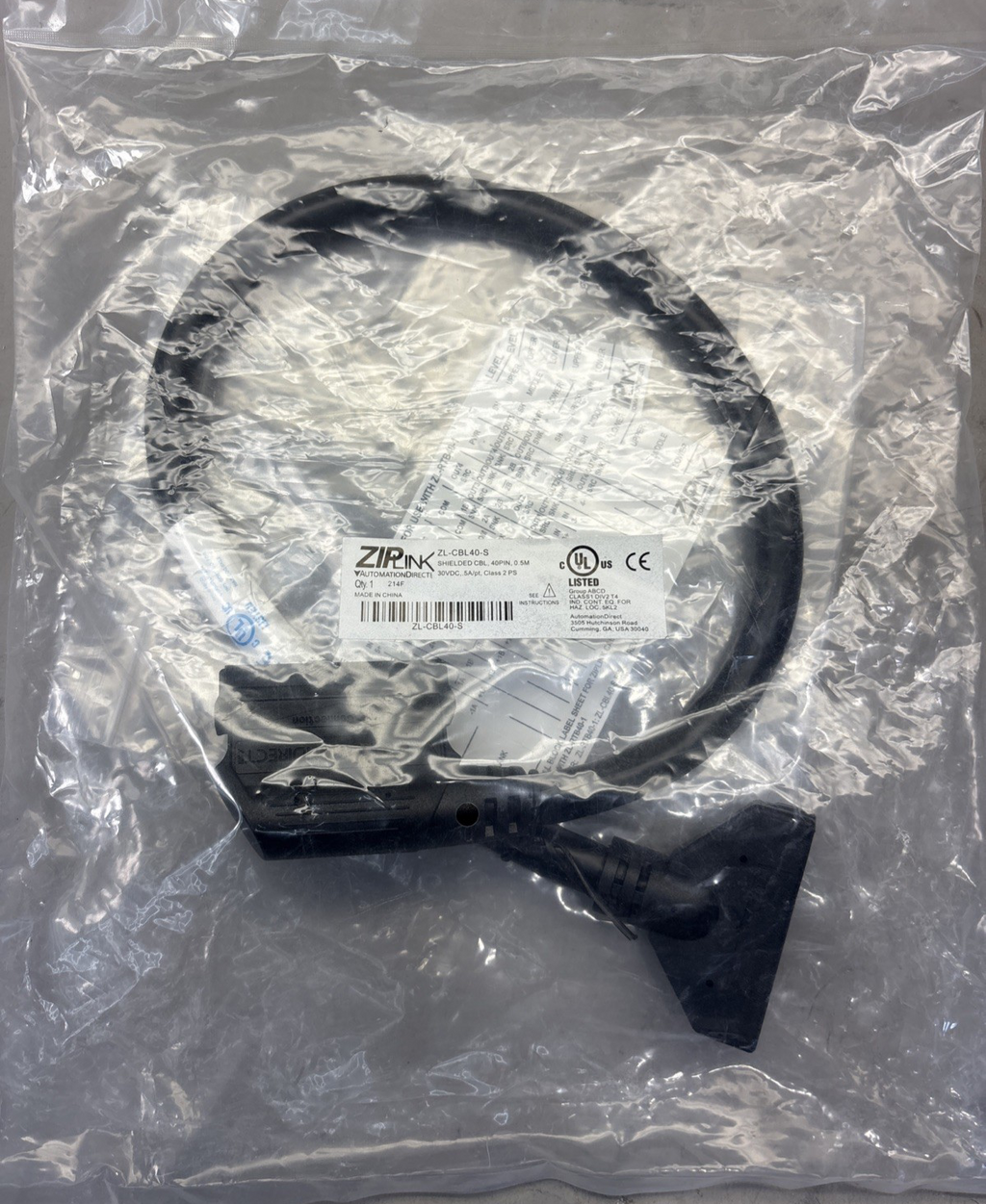 Automation Direct P/N ZL-CBL40-S  ZIPLink Shielded Cable 40 Pin 20” Inch B450