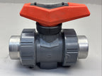 Lot of 2 GF 546PRO DN25, 1" PVC Ball Valve, ONE Socket Ends AND One Threaded END