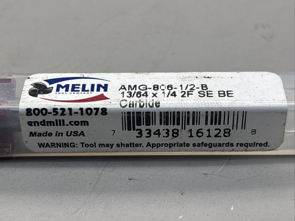 Melin Tool AMG-806-1/2-B 13/64" x 1/4" 2 Flute SE BE Carbide