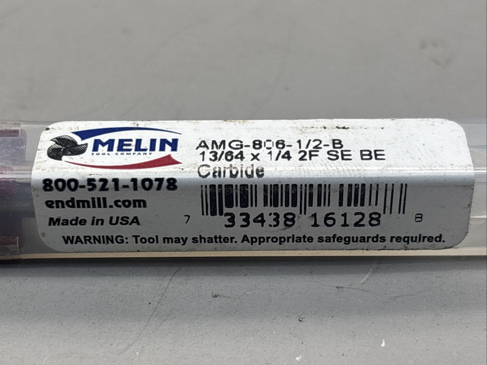 Melin Tool AMG-806-1/2-B 13/64" x 1/4" 2 Flute SE BE Carbide