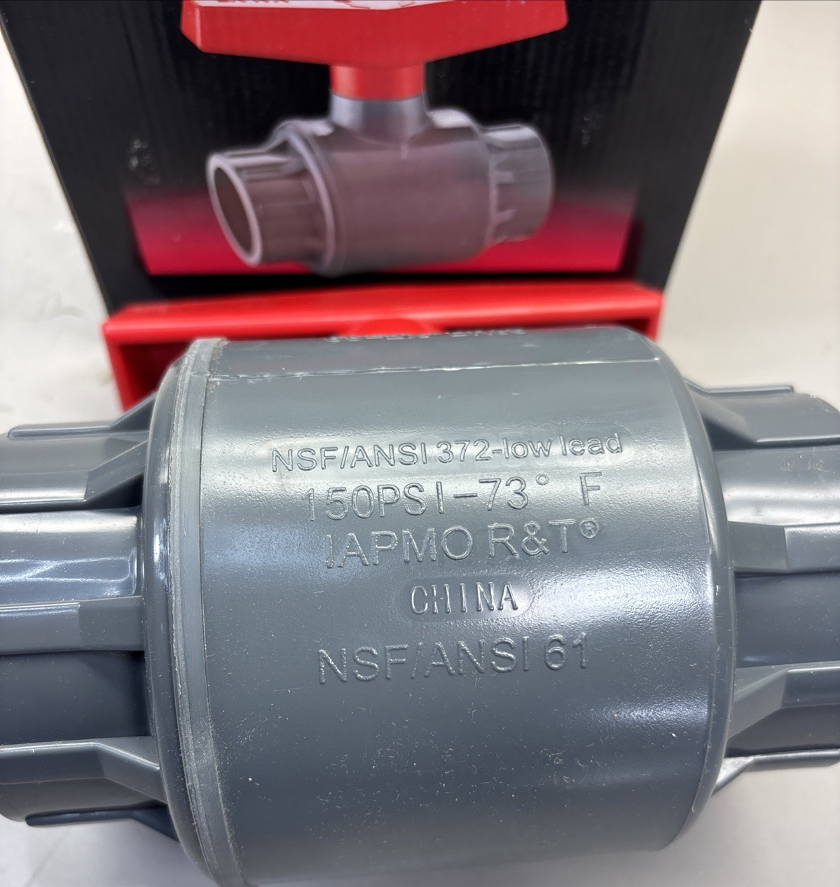 Matco-Norca 3" PVC Ball Valve 770S09G 150 PSI Solvent Ends EPDM TPE Gray NSF