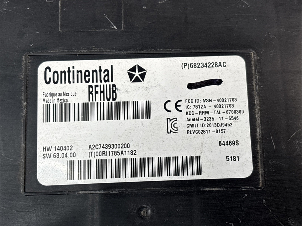 15 2015 DODGE CHALLENGER THEFT-LOCKING CONTROL MODULE 68234228AC