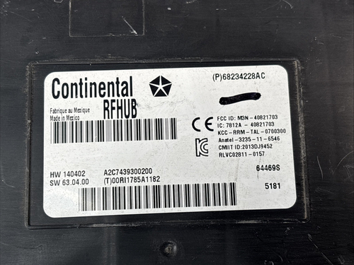 15 2015 DODGE CHALLENGER THEFT-LOCKING CONTROL MODULE 68234228AC