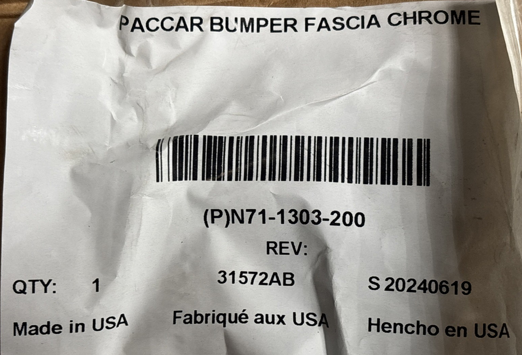 Kenworth N71-1303-200 Bumper Fascia CHROME, T680