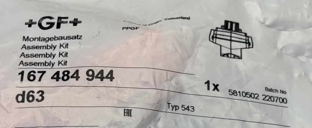 Georg Fischer 167 484 944, d63 Assembly Kit DN50 Typ 543