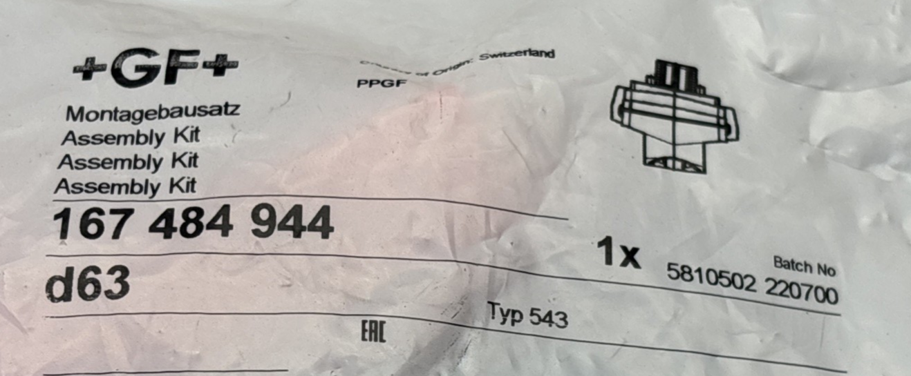 Georg Fischer 167 484 944, d63 Assembly Kit DN50 Typ 543