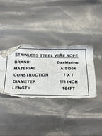 164 ft Stainless Steel 304 7x7  1/8 inch Wire Rope Cable Rigging  AISI304
