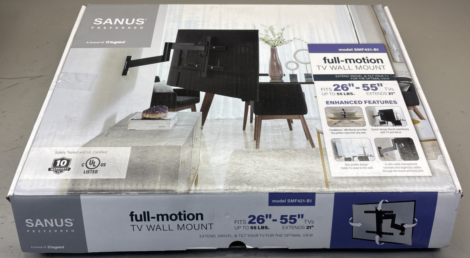 SANUS Preferred 26-55 Inch Full-Motion TV Wall Mount SMF421-B1