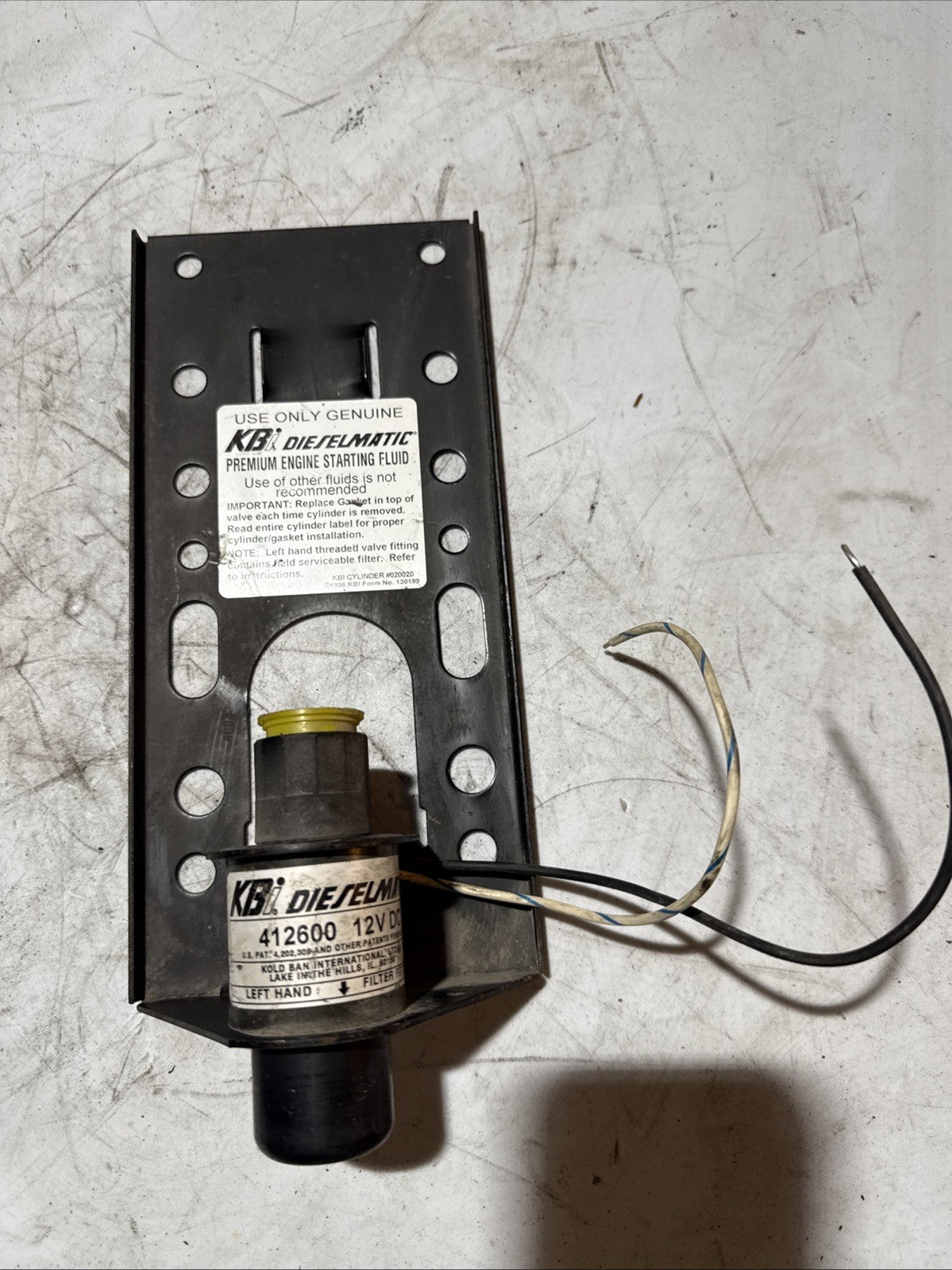 KBI Dieselmatic 12V Engine Priming Starting Fuel Fluid Bracket 412600