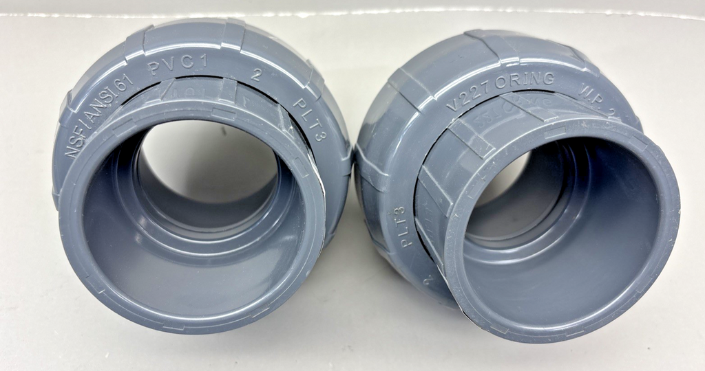 LOT of 2 Lasco 2" CPVC 2 Union PLT3 V227 O-Ring W.P.235PSI 73F NSF/ANSI-61 PVC 1