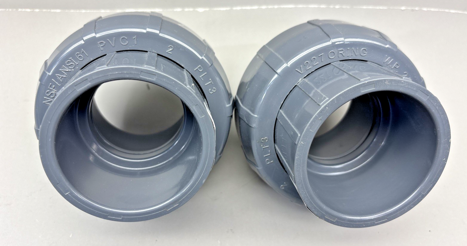 LOT of 2 Lasco 2" CPVC 2 Union PLT3 V227 O-Ring W.P.235PSI 73F NSF/ANSI-61 PVC 1