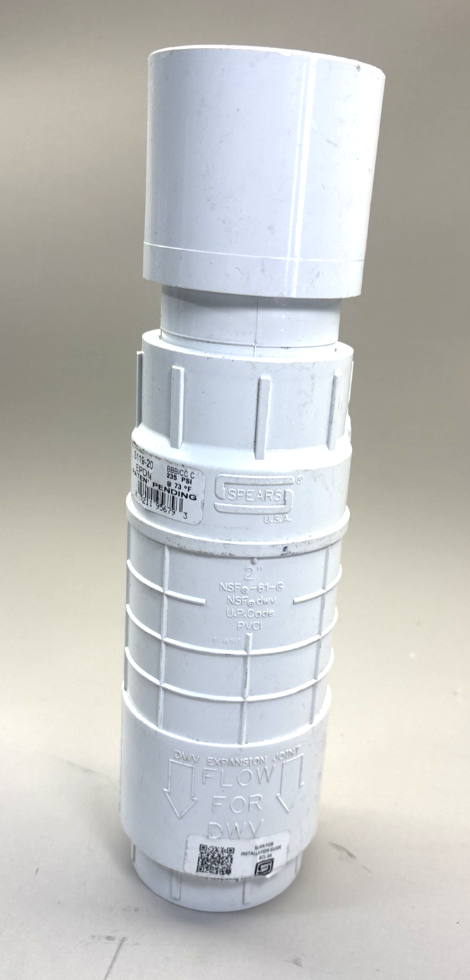 Spears S119-20 2" PVC DWV Expansion Joint EPDM 235 PSI Plumbing Fitting USA