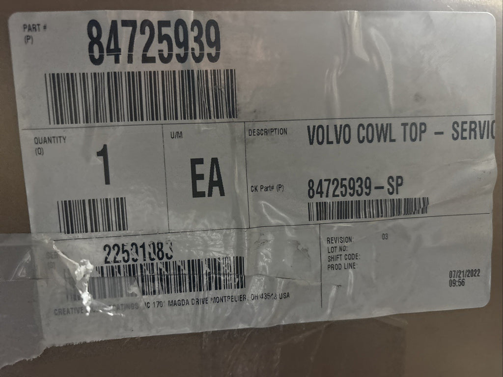 2018-2024 VOLVO VNL 760 860 FRONT COWL GRILLE COVER PANEL 84725939 OEM