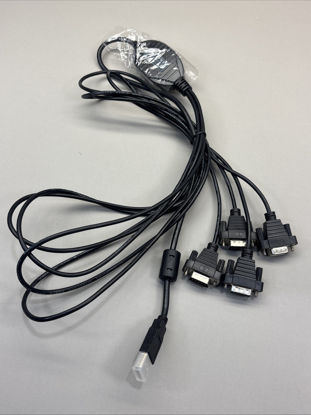 Gearmo 4 Port USB to Serial RS232 Adapter FTDI Chipset, Supports Win Black