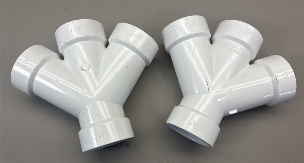 Nibco 4834 Sch 40 PVC/DWV 2” X 1-1/2” Double Wye Lot Of 2