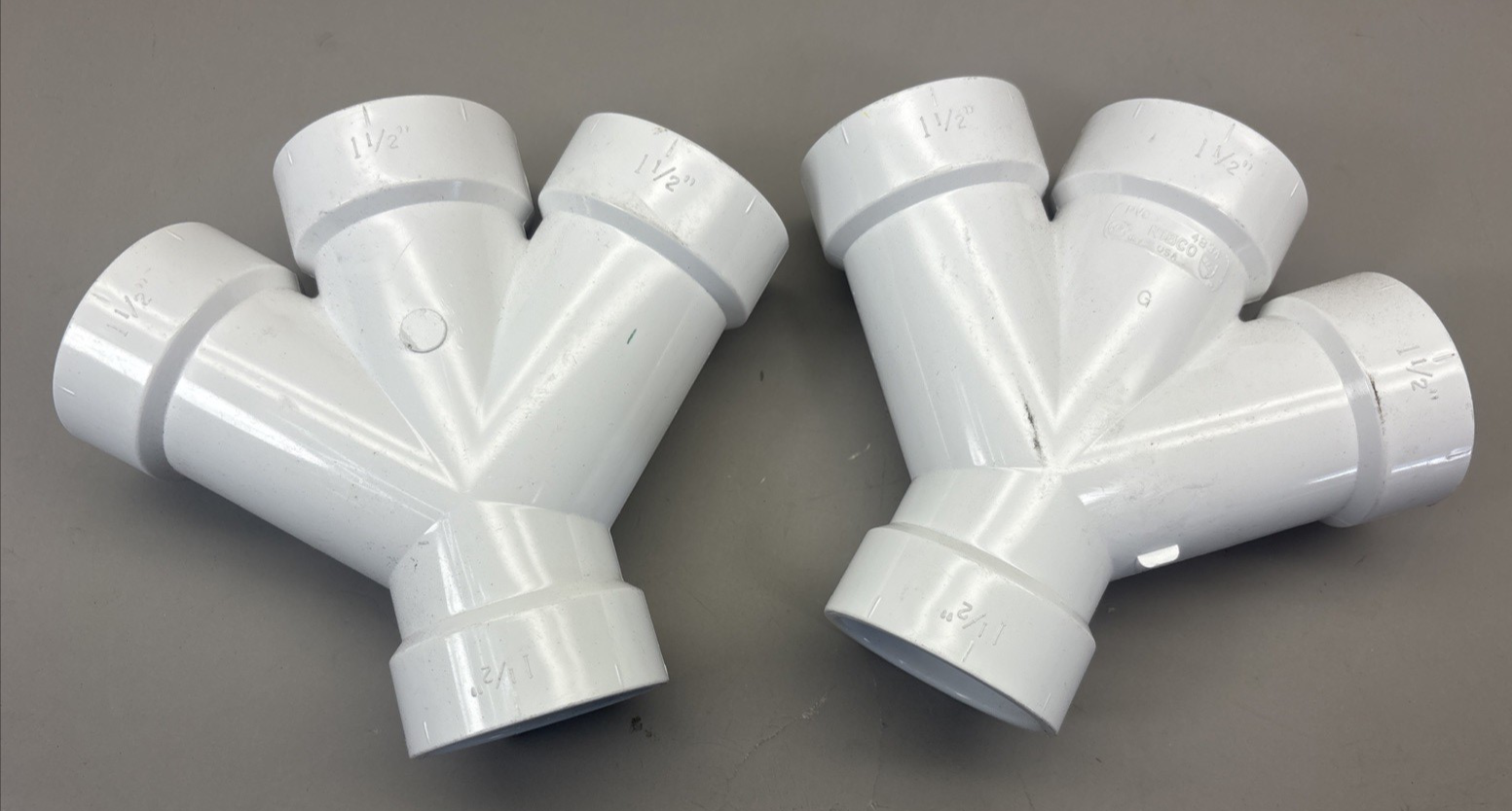 Nibco 4834 Sch 40 PVC/DWV 2” X 1-1/2” Double Wye Lot Of 2