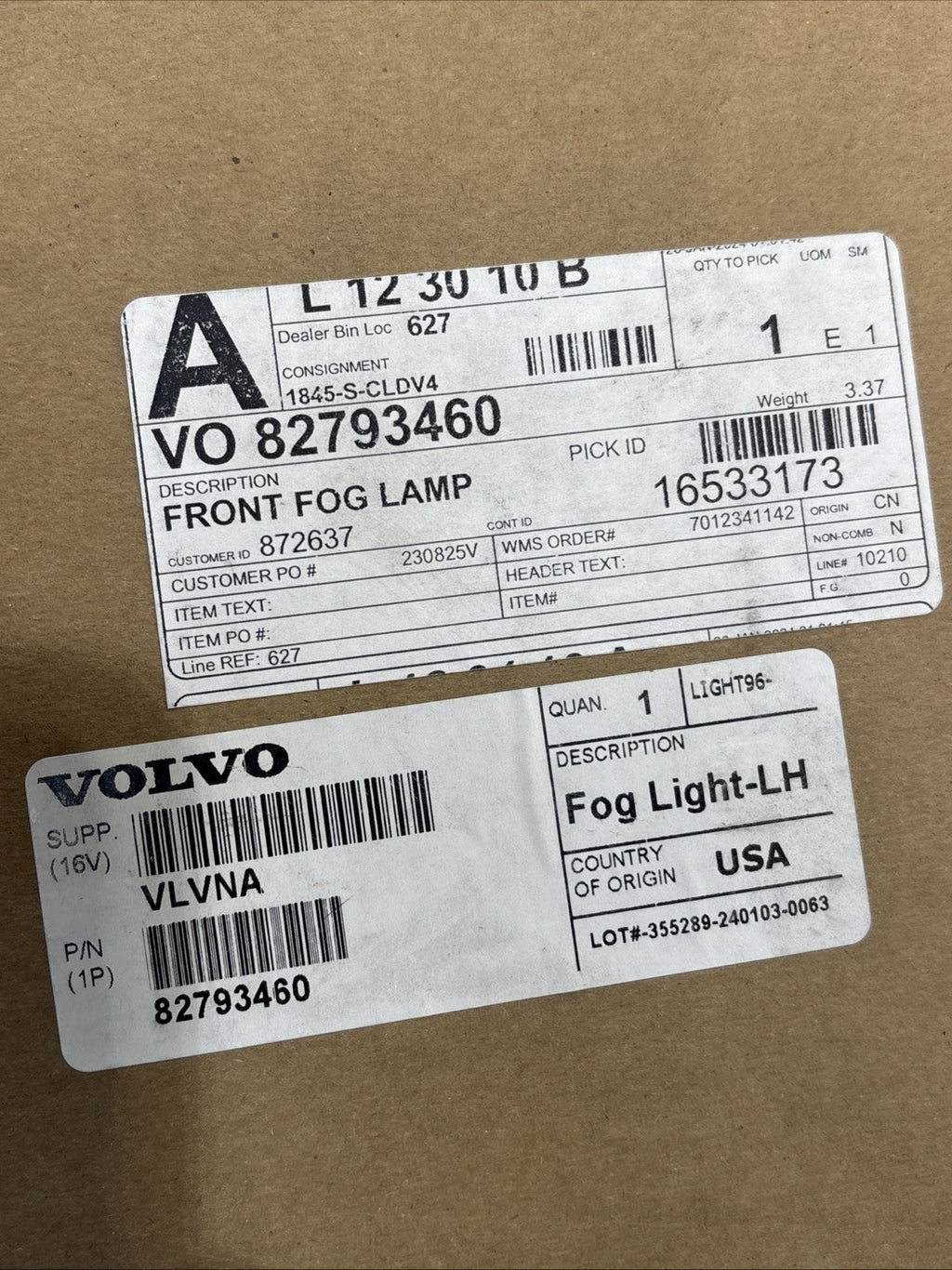 Genuine OEM Volvo 82793460 Left Hand Side Fog Light Assembly MADE IN USA