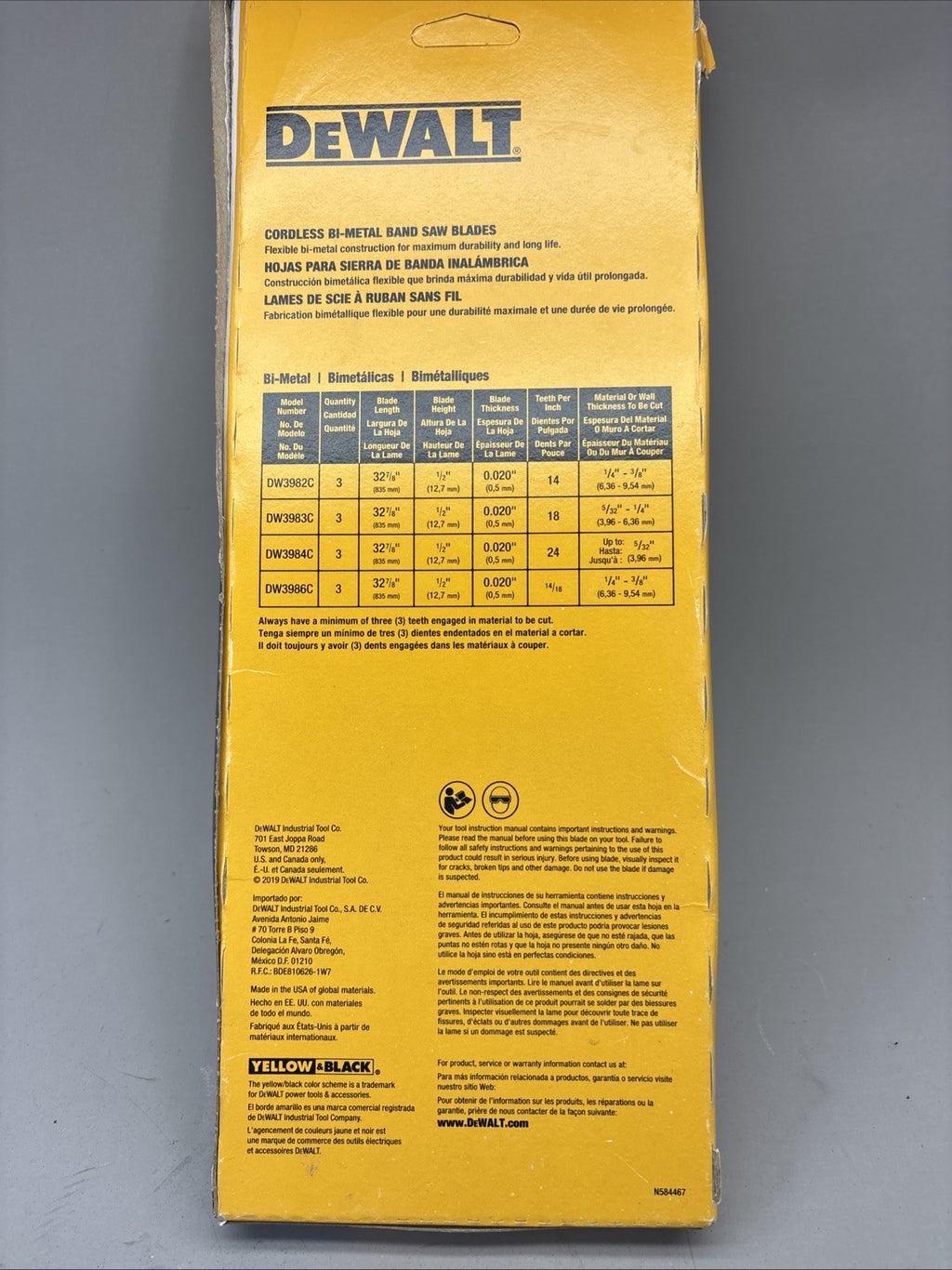 Dewalt DW3986C Bi-Metal Band Saw Blades 32-7/8" (Pack 2 of 3)