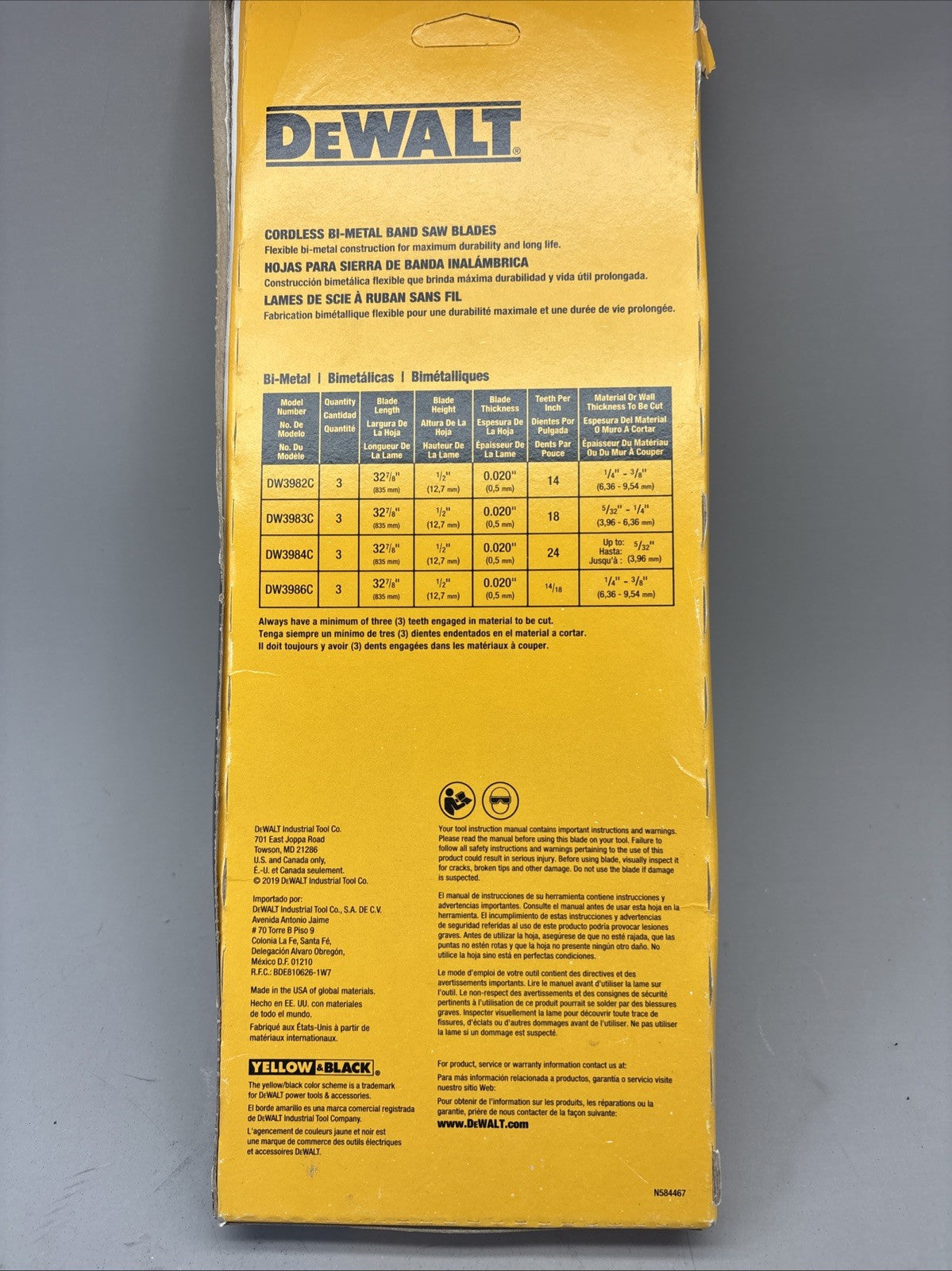Dewalt DW3986C Bi-Metal Band Saw Blades 32-7/8" (Pack 2 of 3)